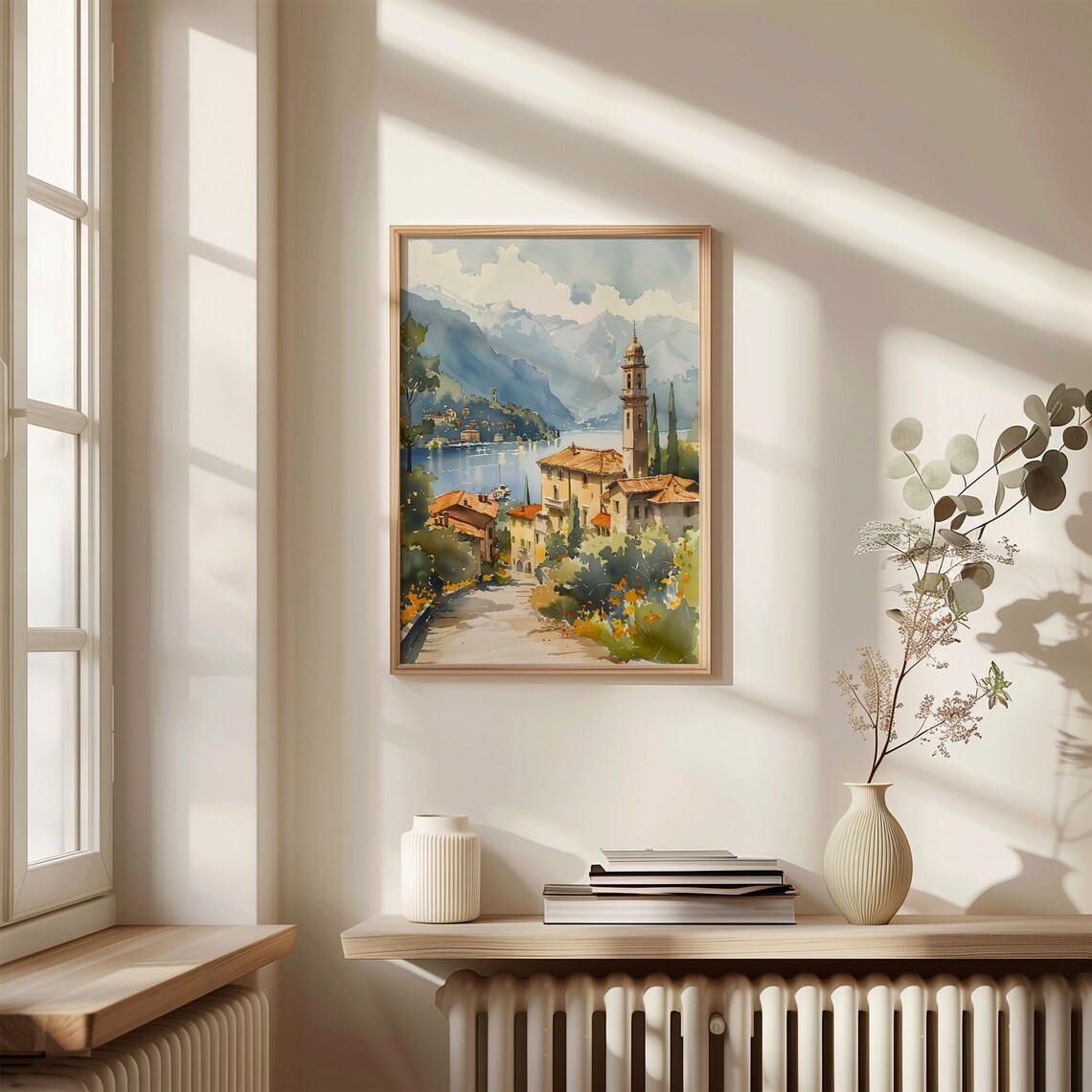 Lake Como Watercolor Painting, Italy Travel Poster - Image 4