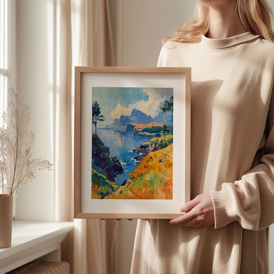 Isle Of Skye Scotland Highland Coastal Cliffs Watercolor Poster - Image 2