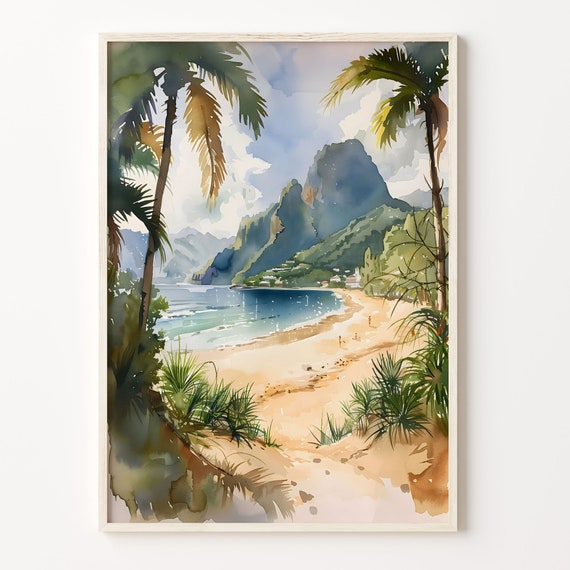 Saint Lucia Watercolor Painting Caribbean Travel Wall Art Home Dcor Poster Art Lovers Gift Wall Hanging Print C30 151