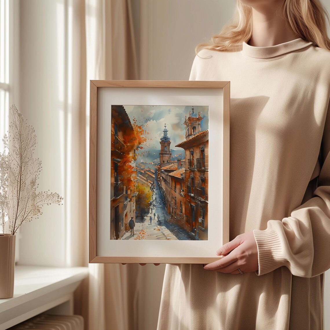 Santiago De Compostela Watercolor Travel Poster - Image 2