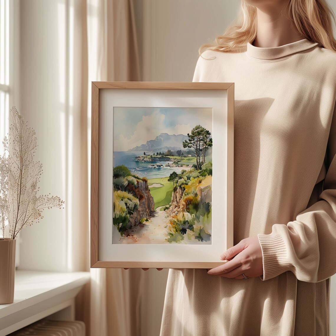 Pebble Beach Golf Links Watercolor Art Print Poster - Image 2