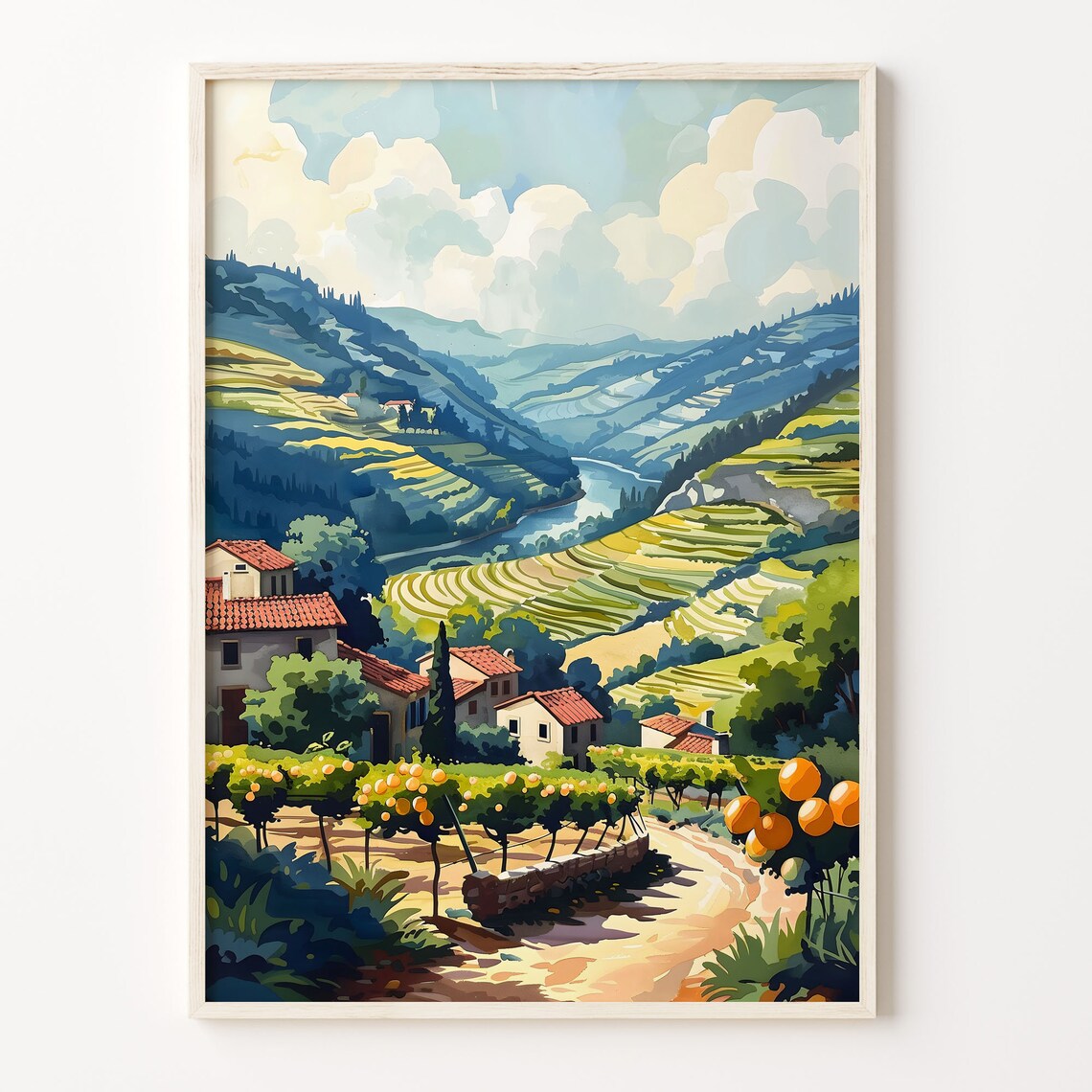 Douro Valley Watercolor Travel Poster, Art Print