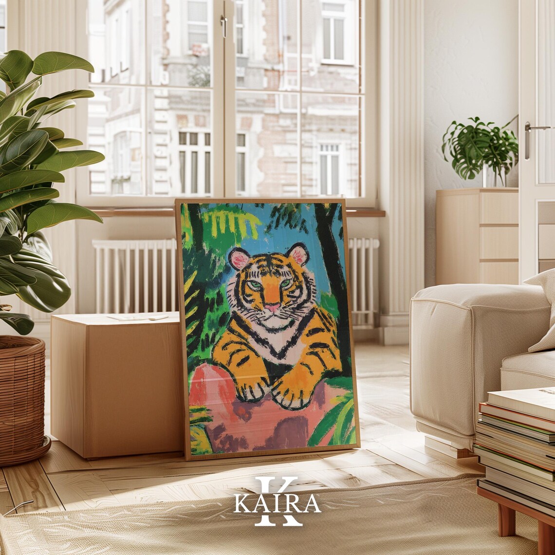 Tiger Cub Portrait Prowling Among Green Jungle Leaves Poster - Image 3