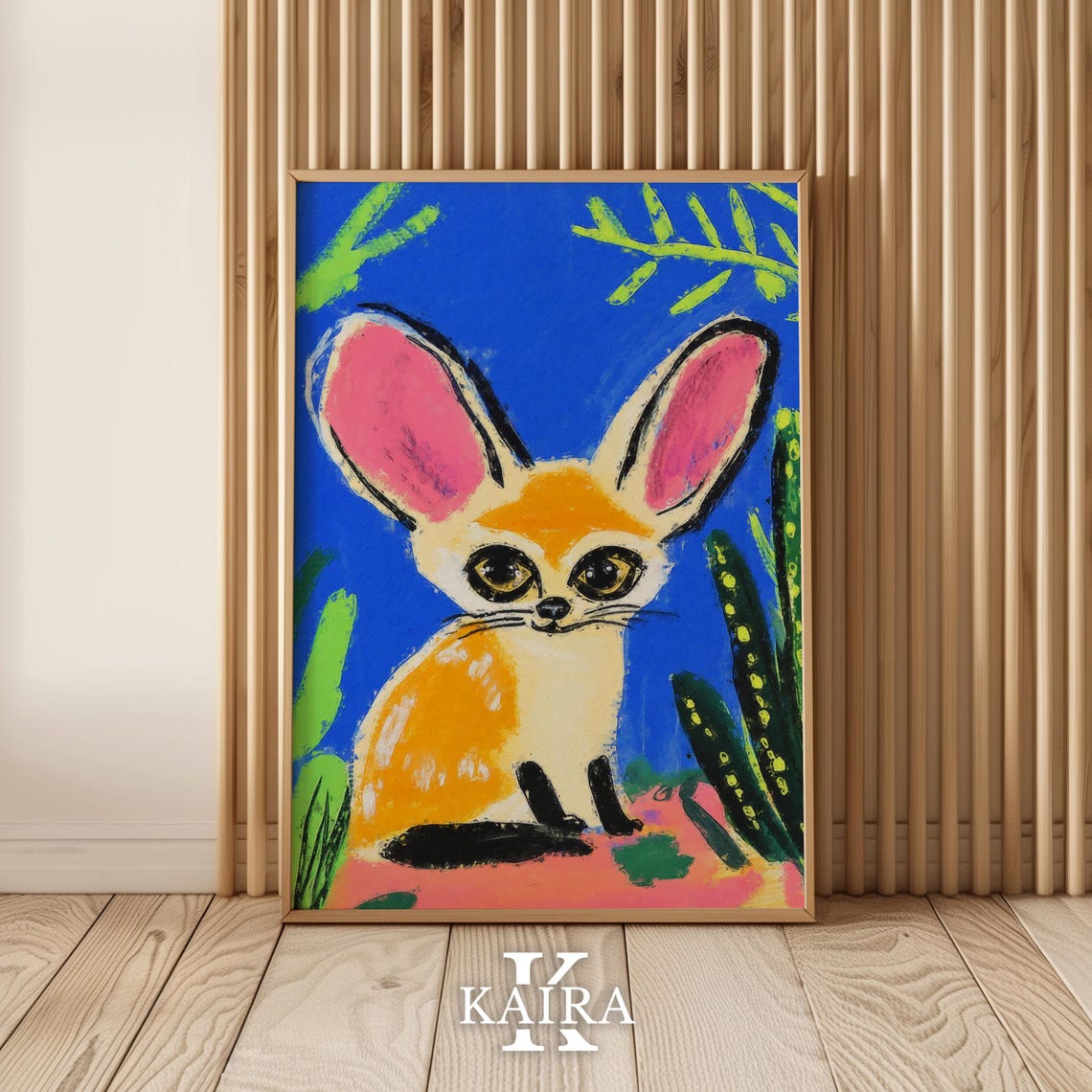 Fennec Fox With Oversized Pink Ears Against a Bold Blue Sky Poster - Image 5