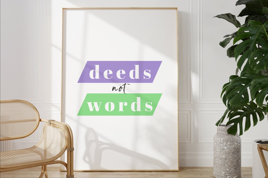 Deeds Not Words Feminist Quote Retro Typography Statement Poster
