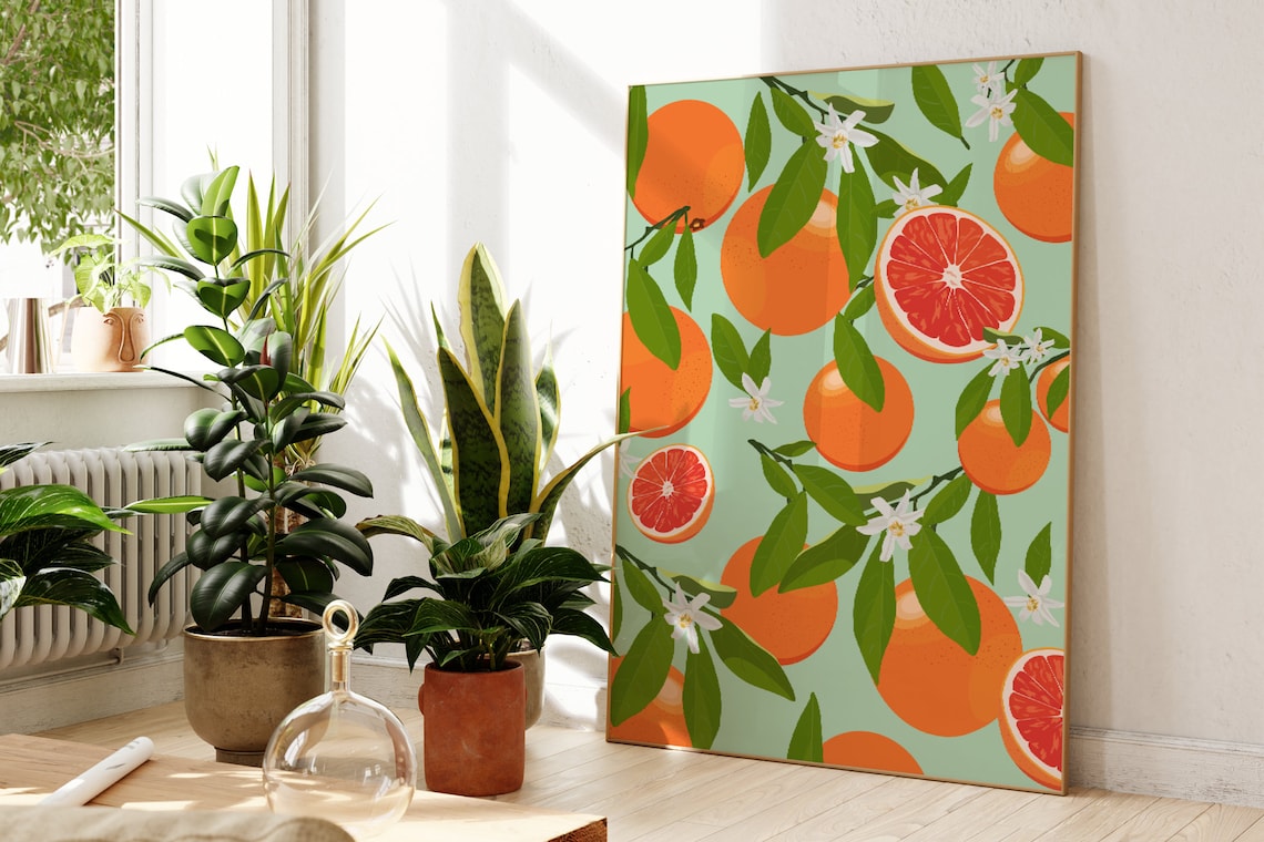 Orange Wall Art Kitchen Art Print, Colorful Decor
