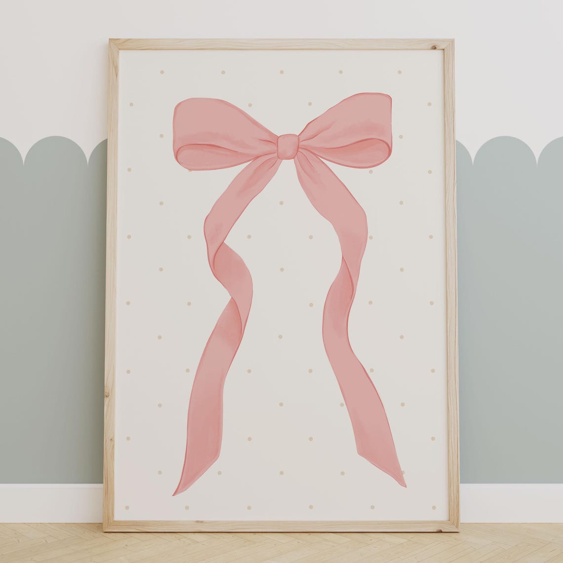 Pink Bow Watercolor Illustration Coquette Nursery Decor Poster
