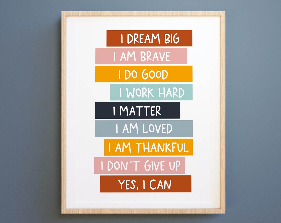 Kid Affirmations Homeschool Nursery Decor Art Print