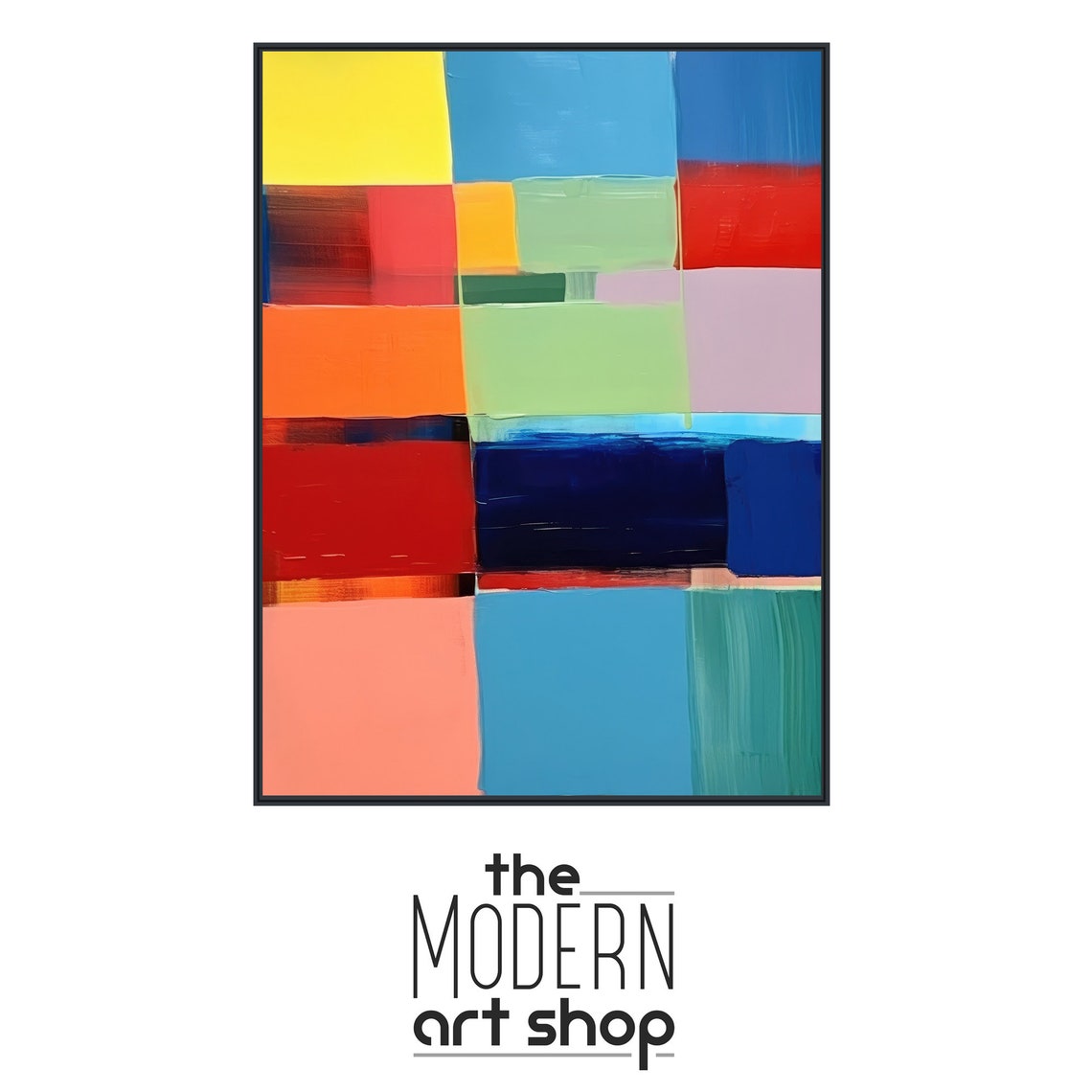 Colorful Geometric Blocks Abstract Modern Bright Palette Wall Art - Image 4
