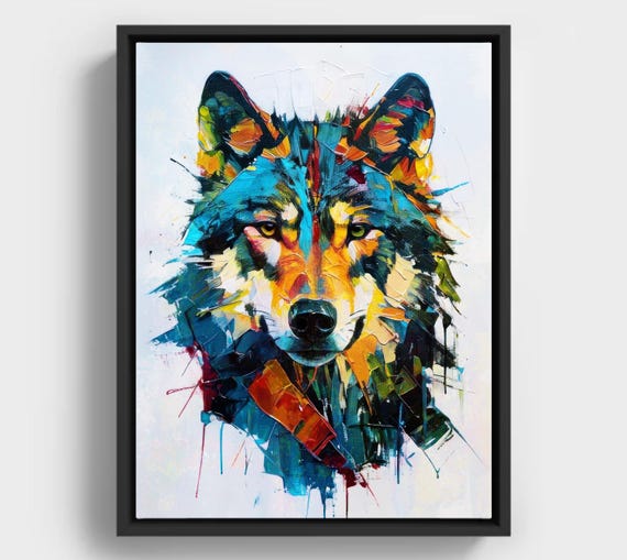Expressionist Wolf Painting Bold Color Wildlife Art