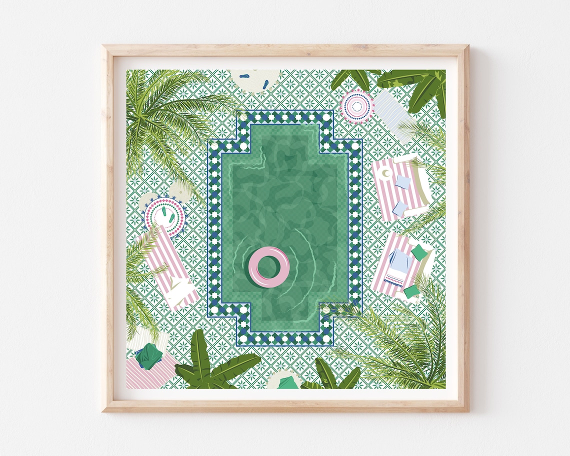 Morocco Riad Poster Print, Marrakesh Pool