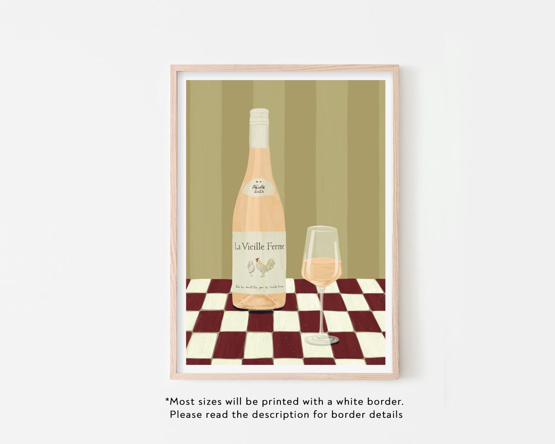 Chicken Wine Art Print, Happy Hour Bar Decor - Image 3
