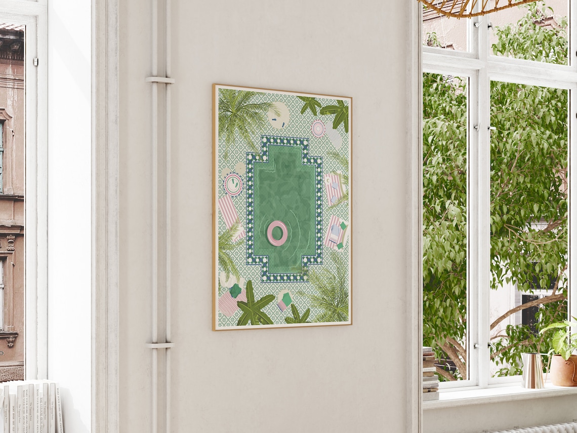 Morocco Riad Poster Print, Marrakesh Pool - Image 2