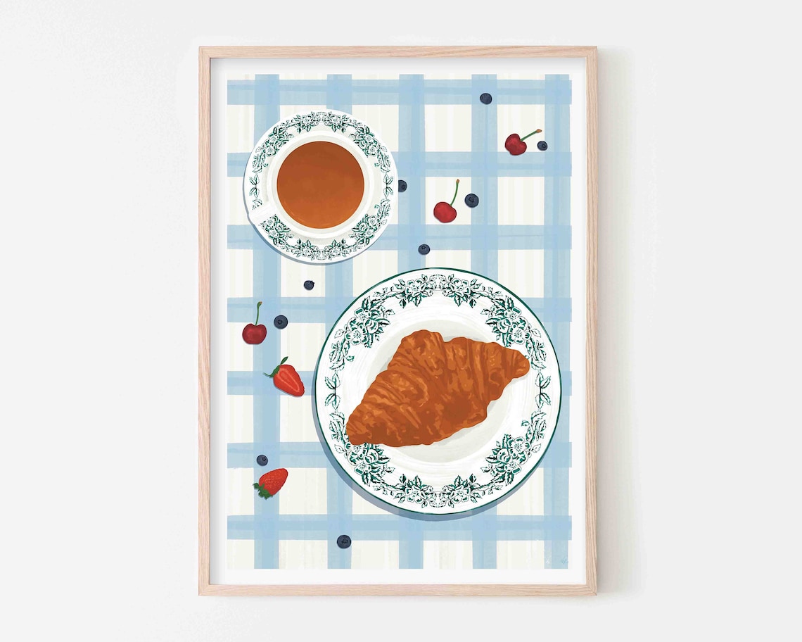 Croissant Poster Print, French Food Art