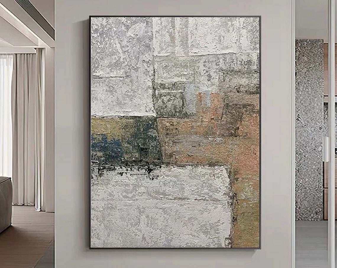 Gray Silver Rust Blocks Abstract Industrial Loft Art Wall Poster