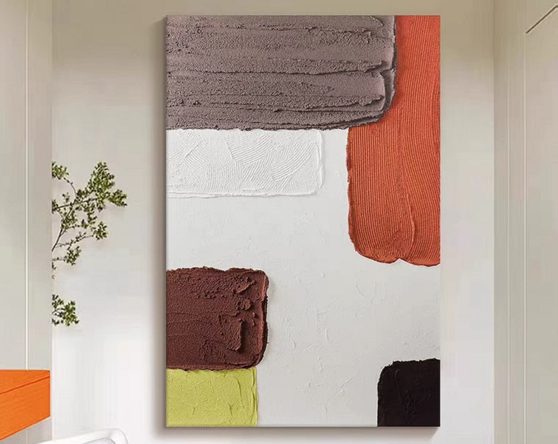 Large Abstract Painting Minimalist Abstract Painting White Brown 3d Textured Art Abstract Art Neutral Art Painting Living Wall Art