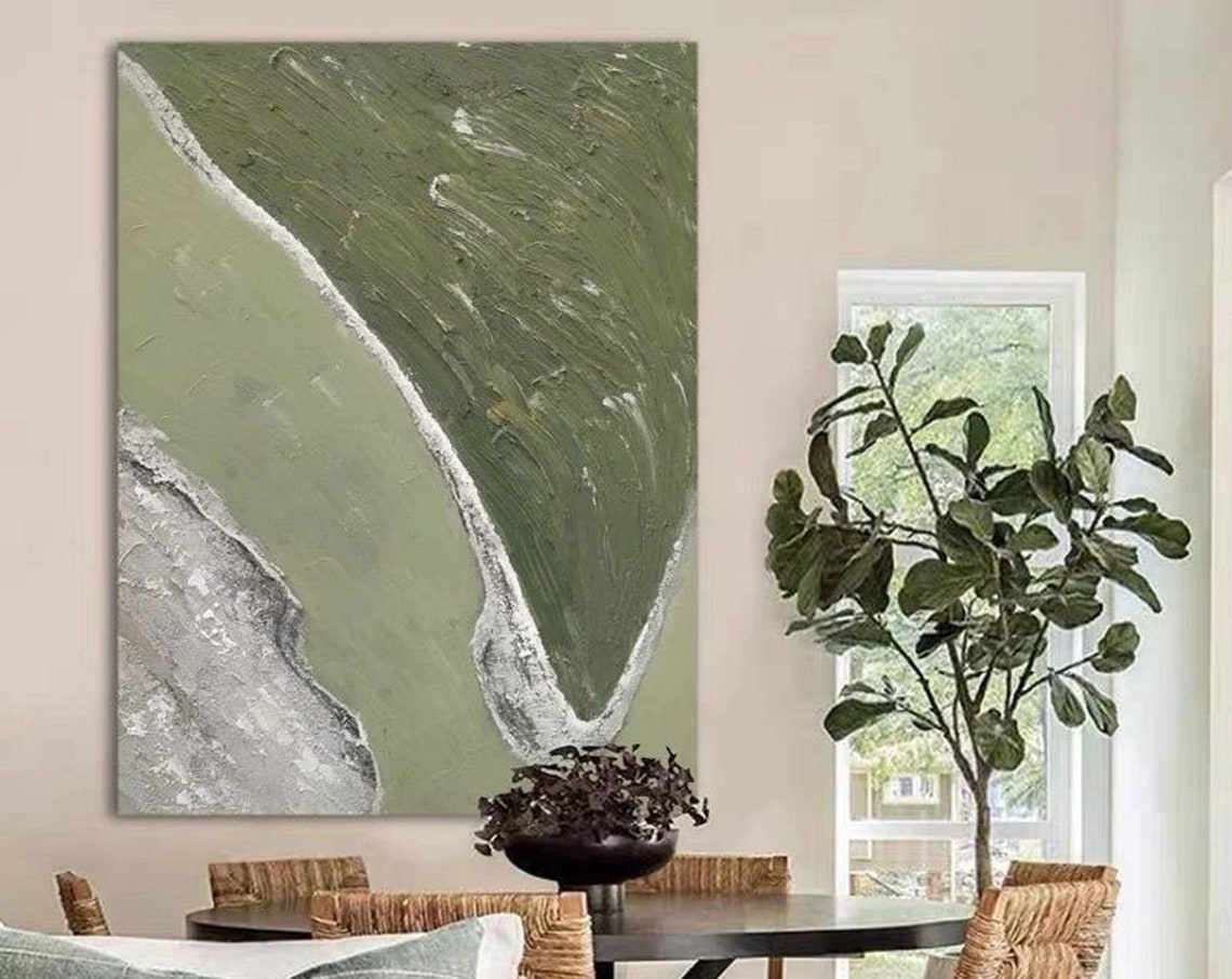 Sage Green Silver Wave Band Abstract Modern Elegant Art Poster - Image 4