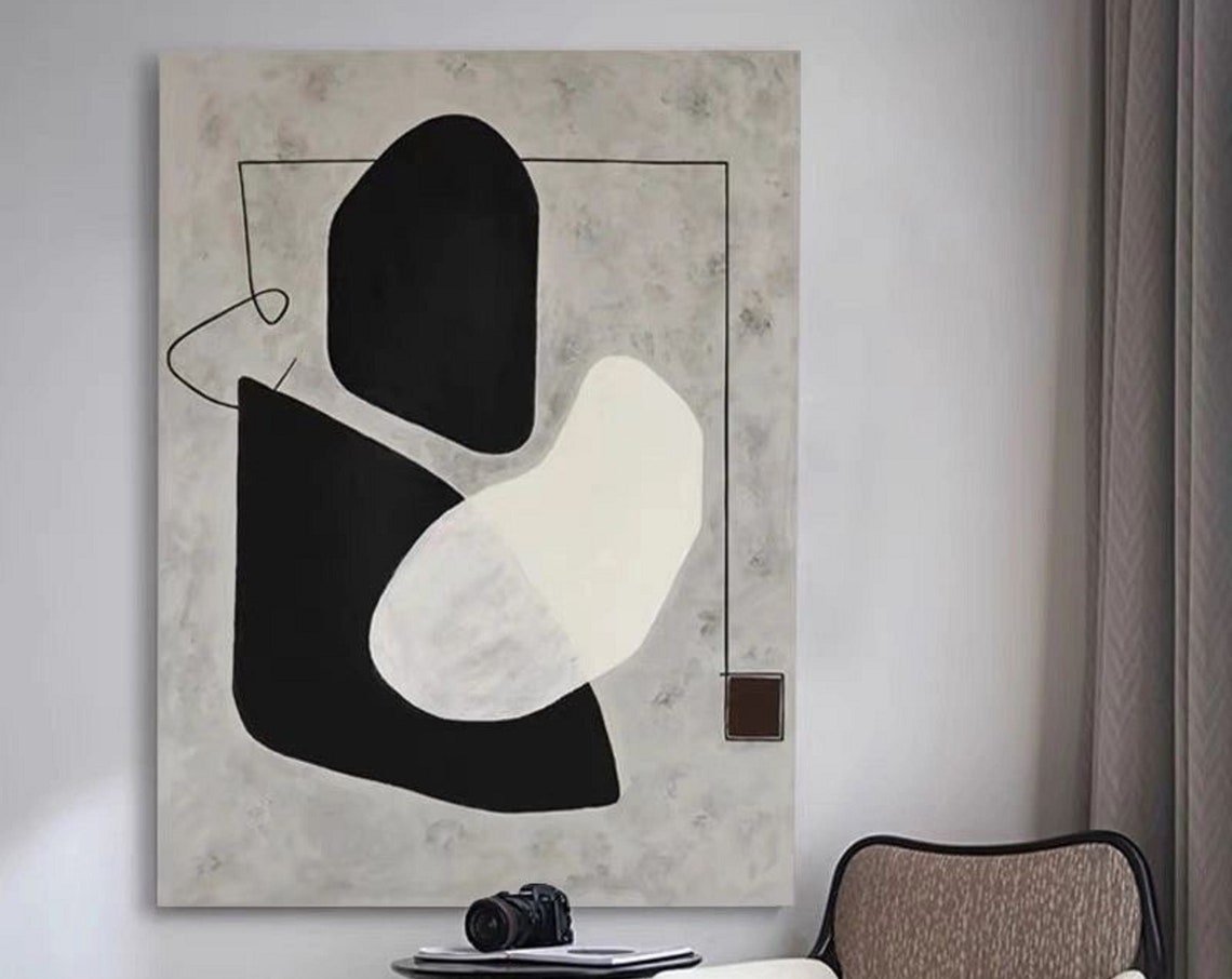 Black White Organic Shapes Abstract Gray Modern Gallery Art Poster