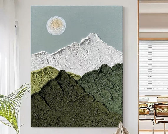 White 3d Texture Wall Art Large Abstract Art Green 3d Texture Abstract Painting Original Abstract Painting Neutral Art Painting