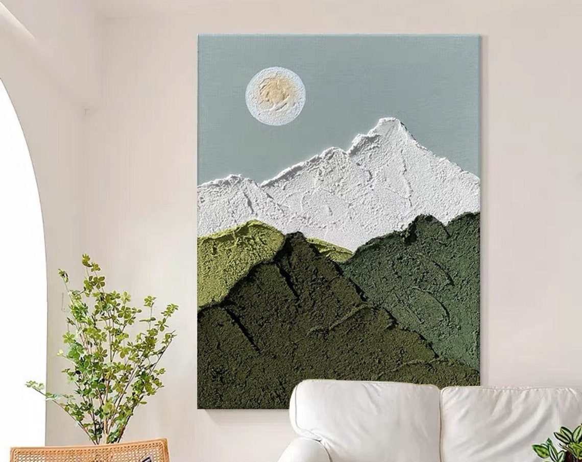 White 3d Texture Wall Art Large Abstract Art Green 3d Texture Abstract Painting Original Abstract Painting Neutral Art Painting - Image 5