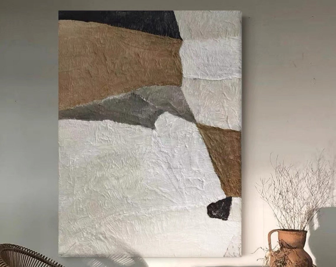 Original Beige White Abstract Painting White Minimalist Art White Wall Art Texture Painting White And Brown Oil Painting Beige Painting - Image 4