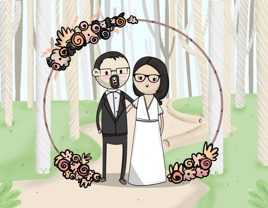 Custom Wedding Venue Couple Portrait Floral Forest Arch Poster - Image 3