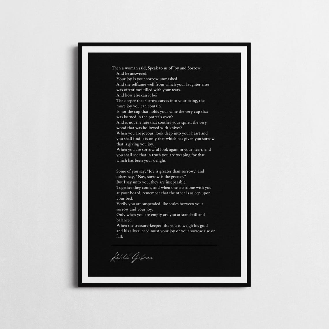 Kahlil Gibran On Joy And Sorrow The Prophet Literary Quote Poster - Image 5