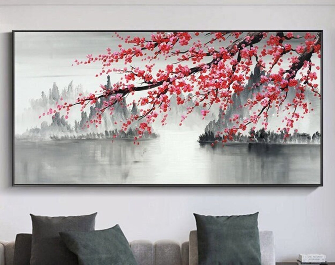 Pink Plum Blossom Chinese Style Wall Art Print