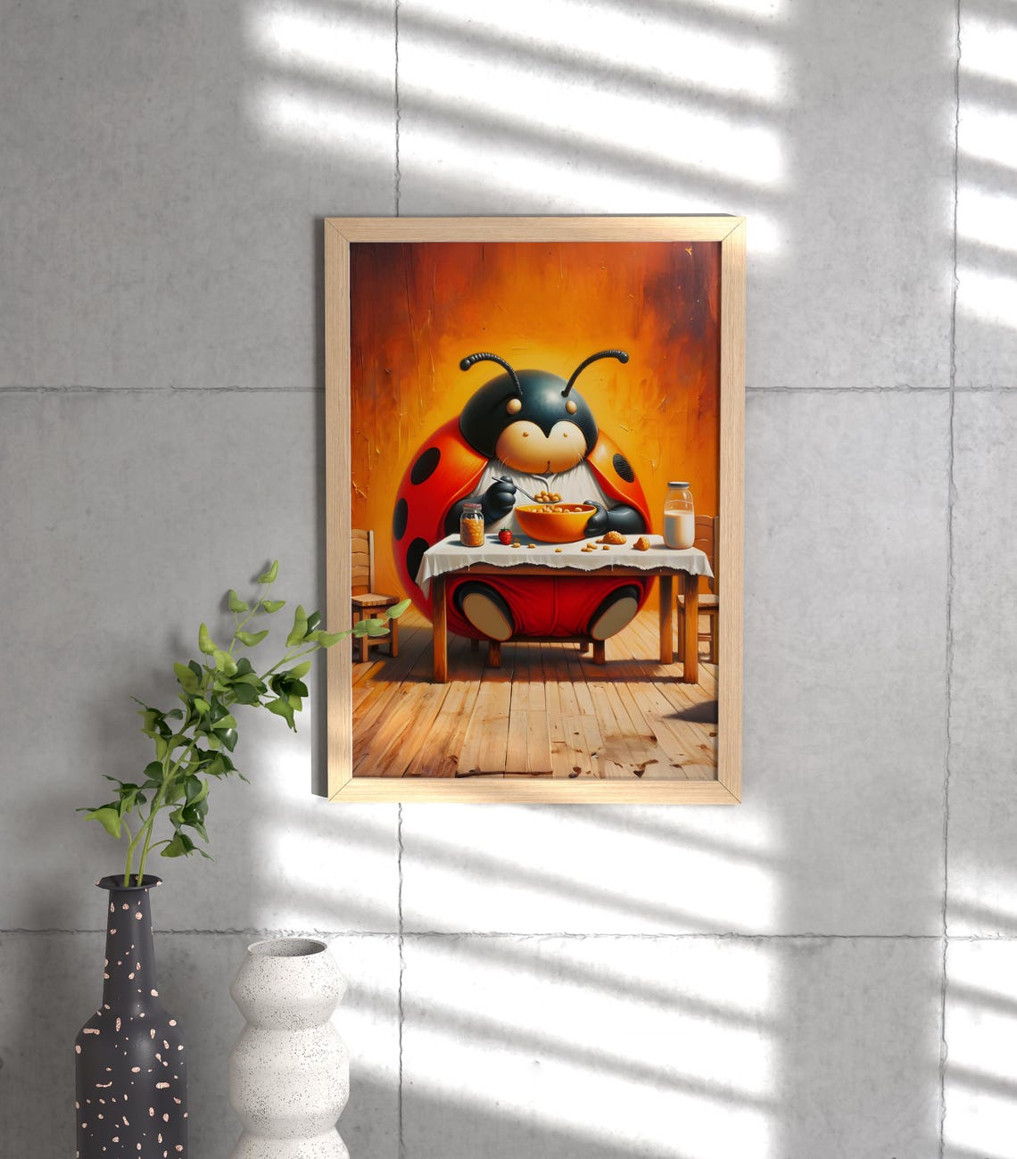 Ladybug Eat Cereal Wall Art Prints Animal Life Poster Print Print - Image 3