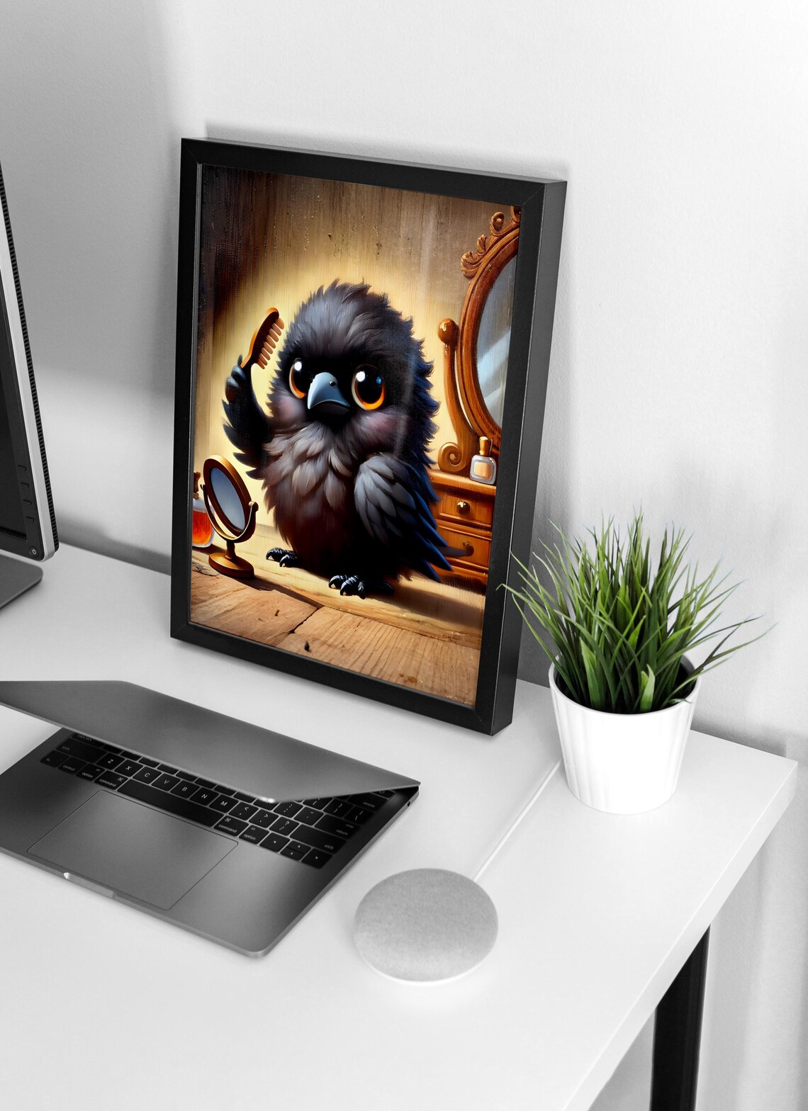 Crow Brushing Feathers Animal Life Poster - Image 4