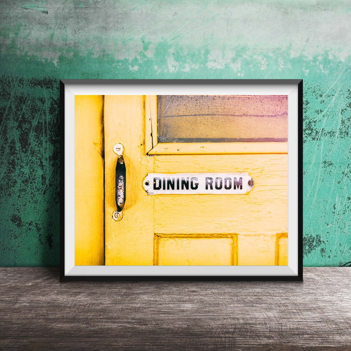 Rustic Yellow Door Kitchen Sign Art Print - Image 3
