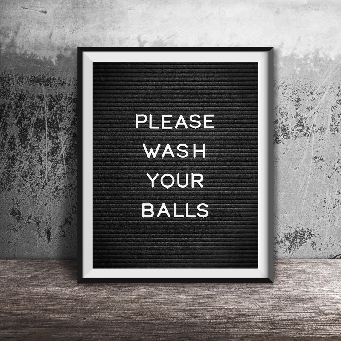 Please Wash Your Balls Unframed Photography Print Funny Boys Bathroom Decor Shower Bath Wall Art