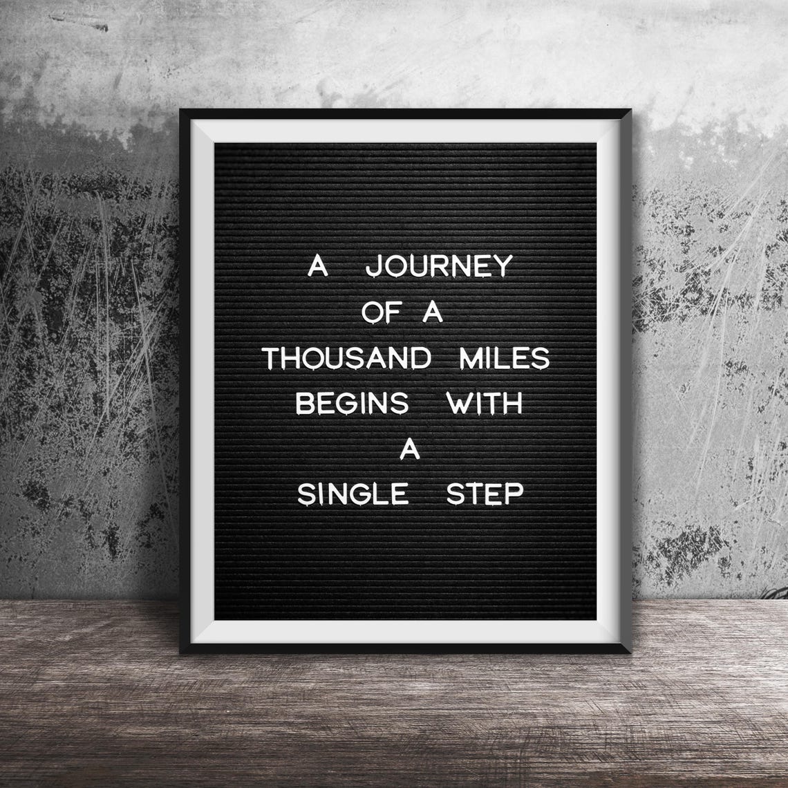 A Journey Of A Thousand Miles Unframed Photography Print Powerful Word Art Quote Family Living Room Bedroom Decor Famous Quotes