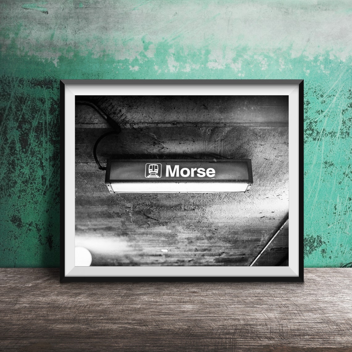 Morse CTA Red Line Station Sign Chicago Night Glow Photo Poster - Image 2