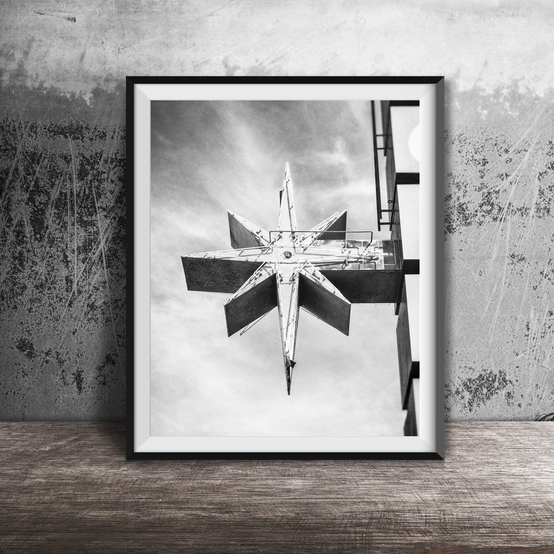 Yellow Neon Starburst Midcentury Roadside Sign Photography Poster - Image 2
