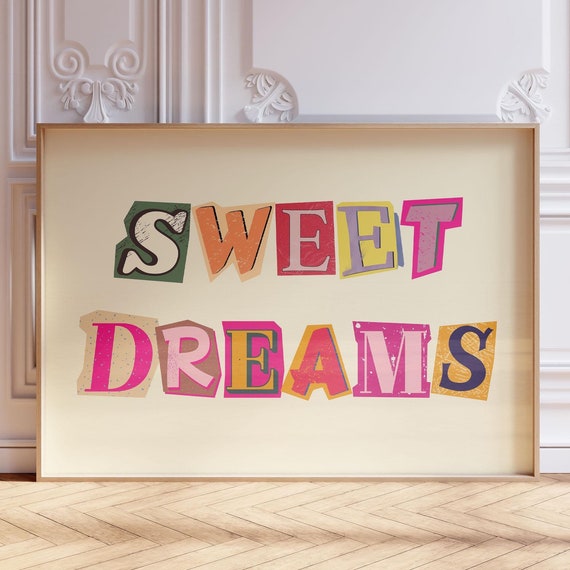 Sweet Dreams Poster Magazine Letter Cut Out Wall Arttrendy Retro Apartment Decor Coquette Room Decor Y2k Prints Baby Girl Nursery Print