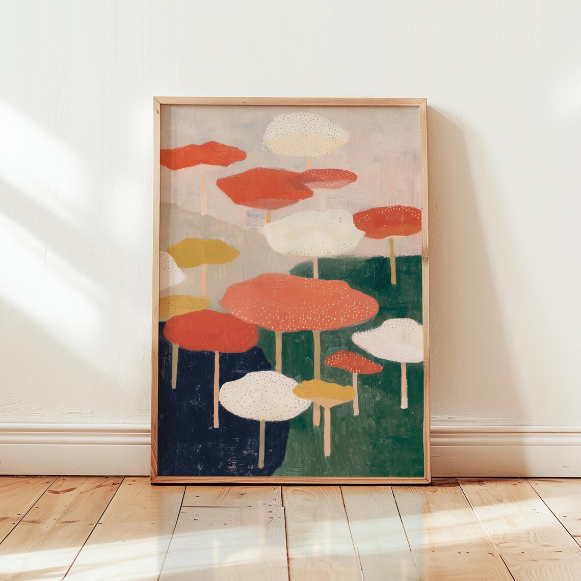Retro Geometric Mushroom Poster Print