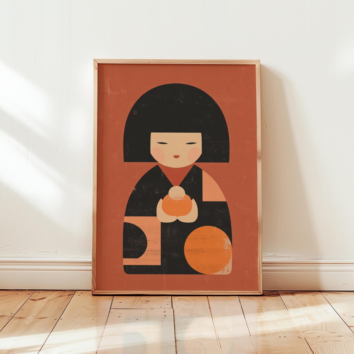 Modern Kokeshi Doll, Retro Japanese Decor