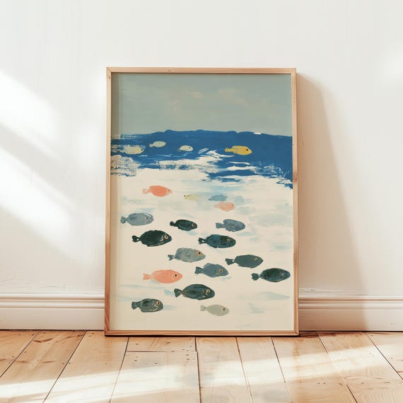 Fish Wall Art, Minimalist Mediterranean Poster