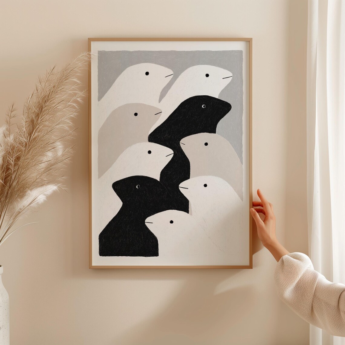 Bird Line Art, Minimalist Scandinavian Nature
