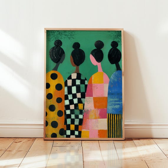 Modern Afro Female Figure, Afrocentric Boho Folk