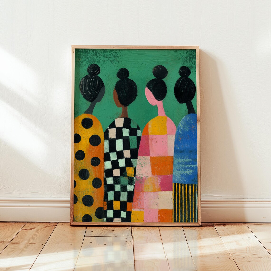Modern Afro Female Figure, Afrocentric Boho Folk