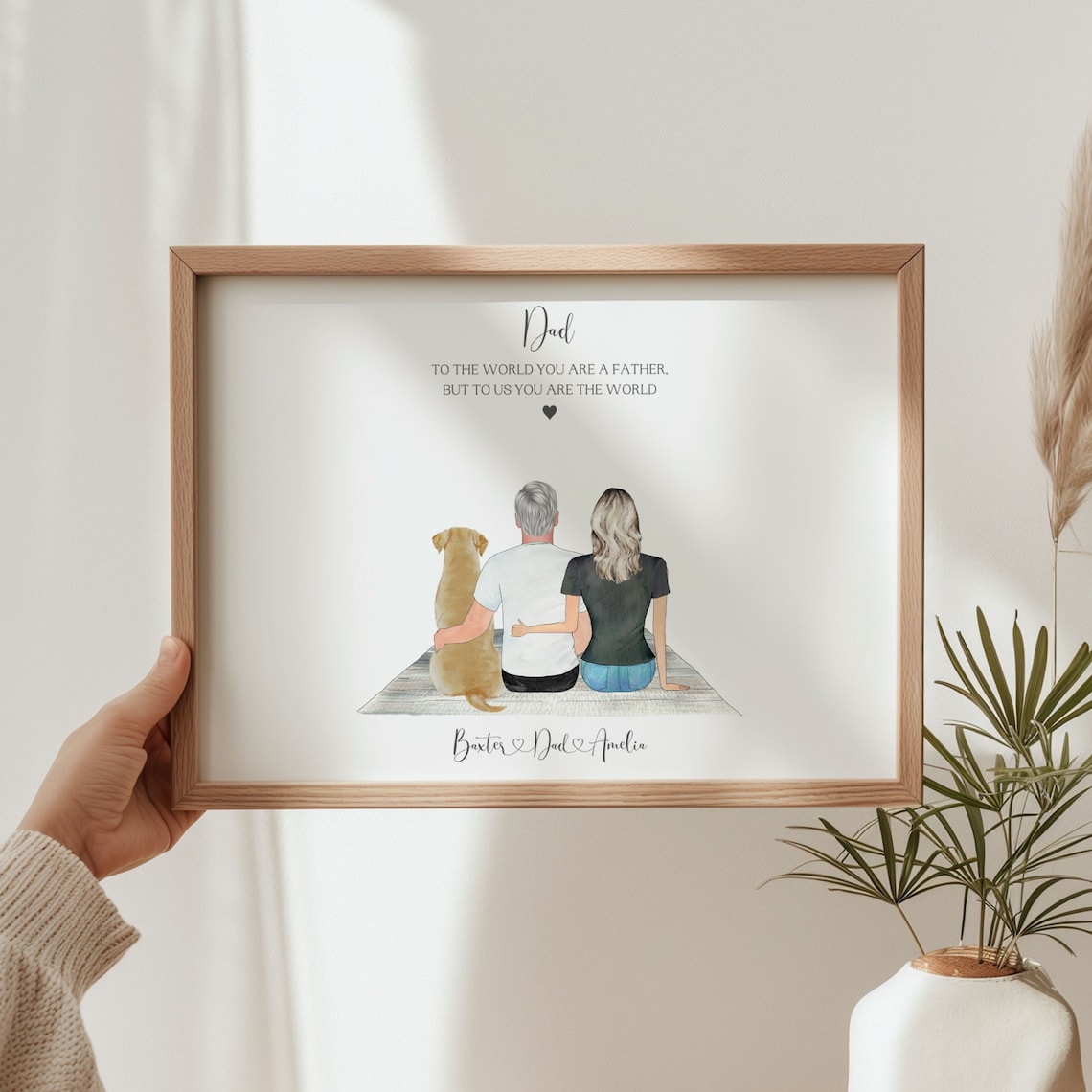 Gift For Dad From Dog And Daughter Family Pet Portrait Fathers Day Gift Dad Birthday Gifts Personalised Dad And Daughter Print