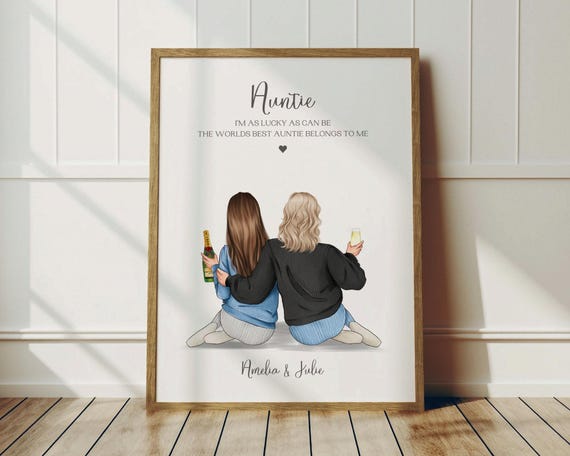 Gift For Auntie Personalised Auntie And Niece Print Birthday Gift For Her Aunty Birthday Gift