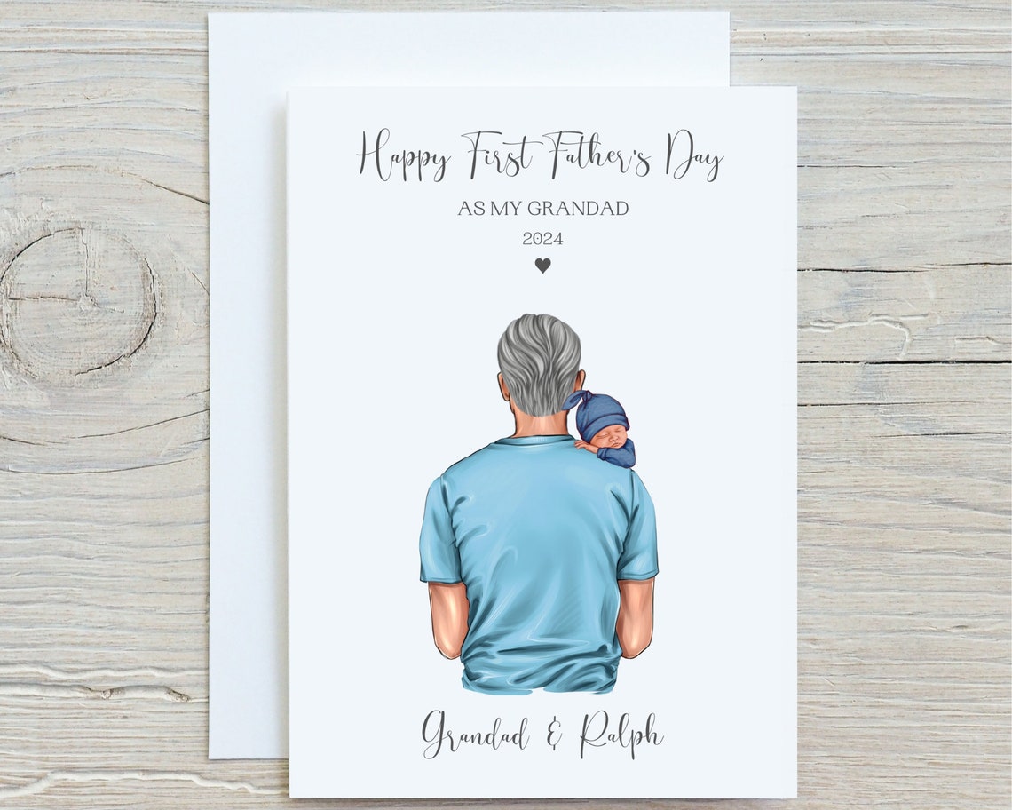 Personalized First Father's Day as My Grandad Print with Baby Boy