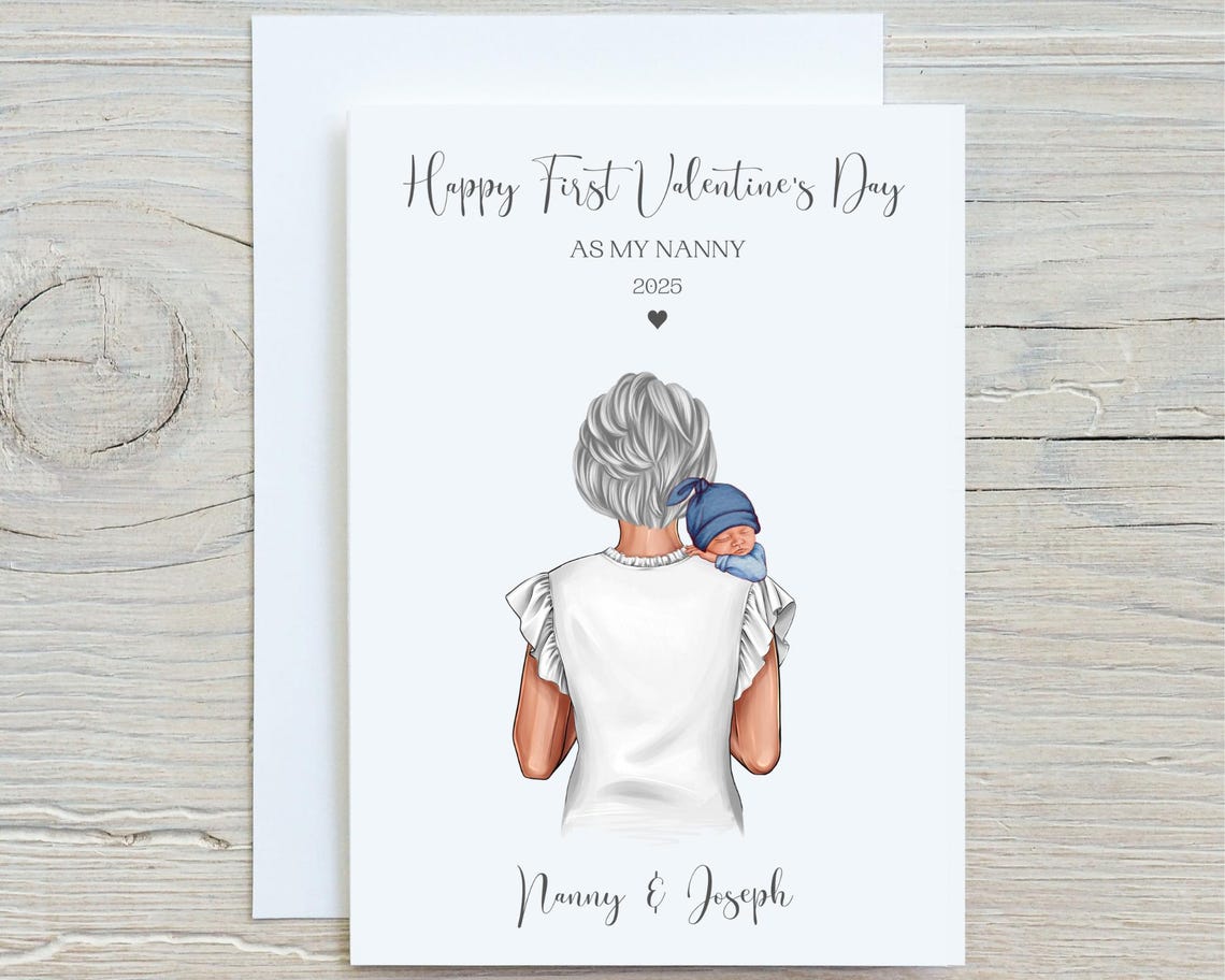 Personalised First Valentines Day As My Nanny 2025 Card Print