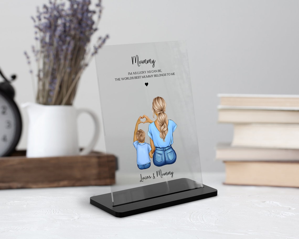 Worlds Best Mummy Personalized Mother Son Heart Hands Plaque Print