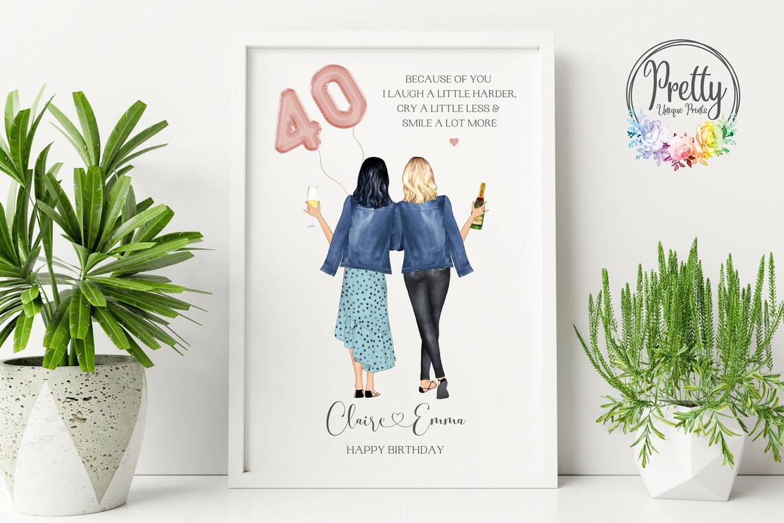 40th Birthday Gift for Her, Personalized Best Friend Gift
