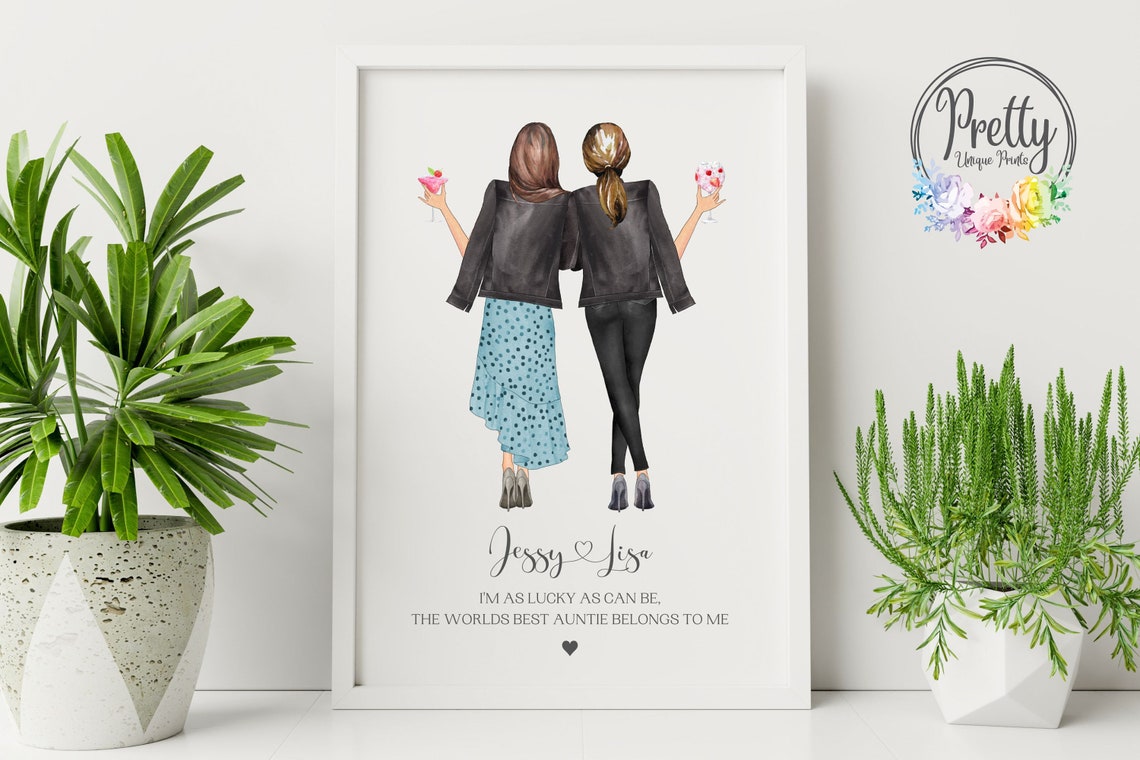 Worlds Best Auntie Belongs To Me Cocktails Friends Personalised Portrait Poster