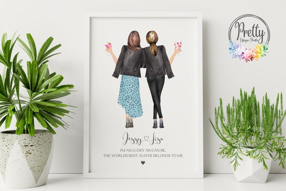 Worlds Best Auntie Belongs To Me Cocktails Friends Personalised Portrait Poster